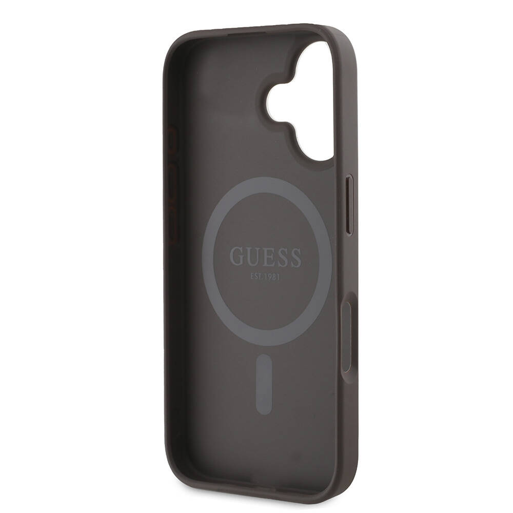 Apple iPhone 16 Kılıf Guess Orjinal Lisanslı Magsafe Şarj Özellikli 4G Desenli Yazı Logolu Kapak - 4