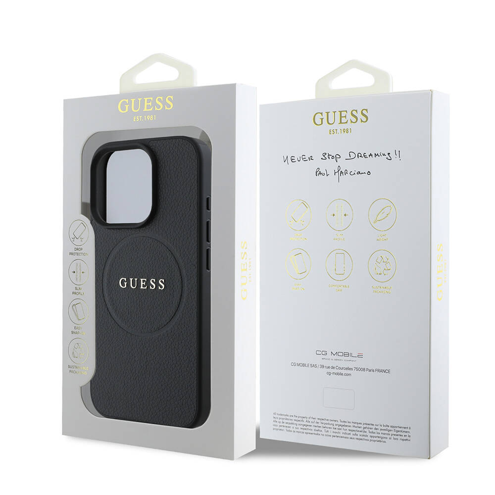 Apple iPhone 16 Pro Kılıf Guess Orjinal Lisanslı Magsafe Şarj Özellikli Yazı Logolu Grained Kapak - 7