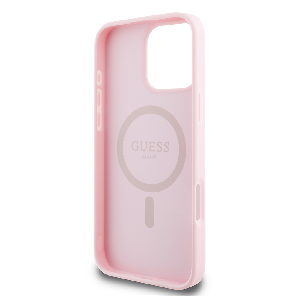 Apple iPhone 16 Pro Uyumlu Kılıf Guess Orjinal Lisanslı Magsafe Şarj Özellikli Yazı Logolu Grained Kapak - 13