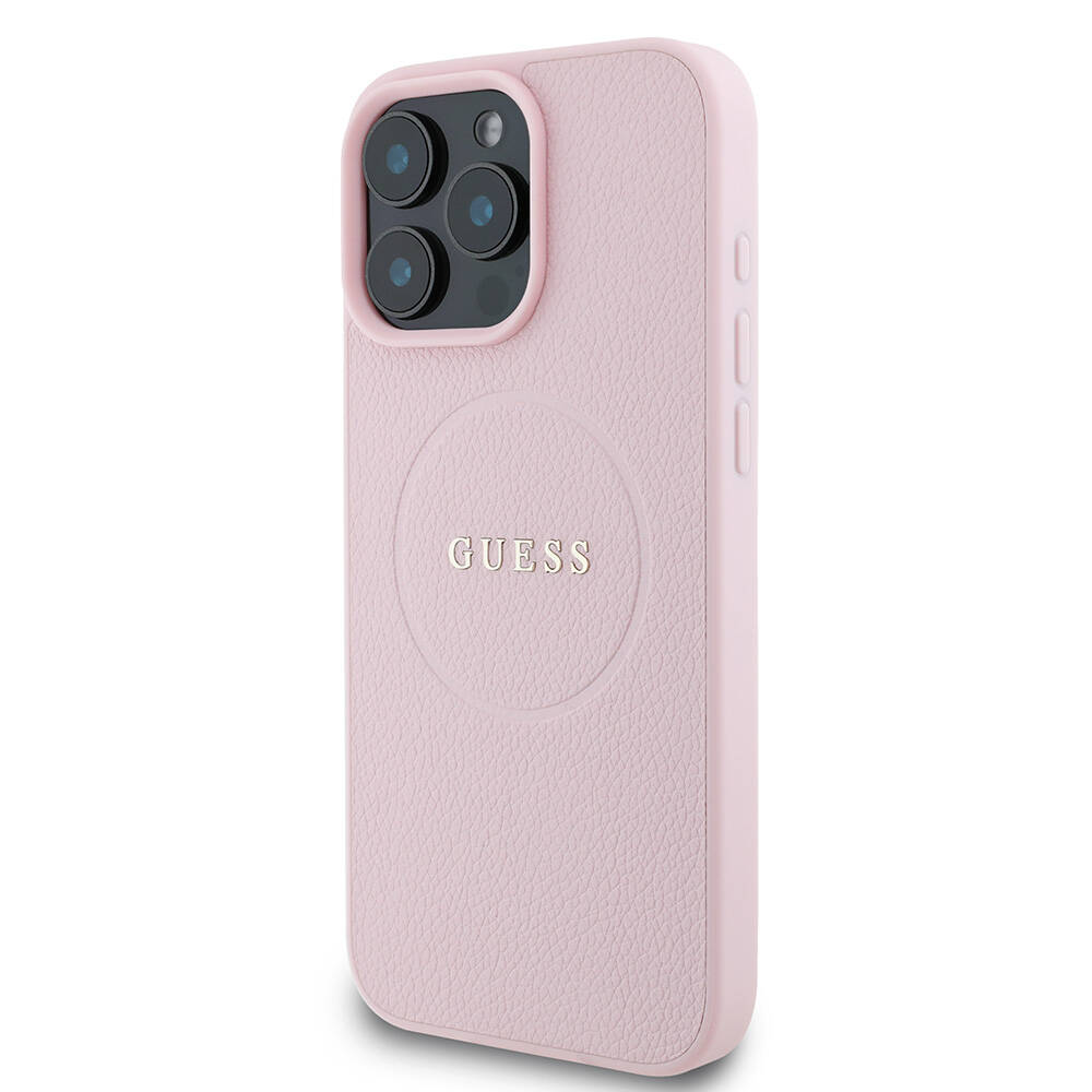 Apple iPhone 16 Pro Max Kılıf Guess Orjinal Lisanslı Magsafe Şarj Özellikli Yazı Logolu Grained Kapak - 1