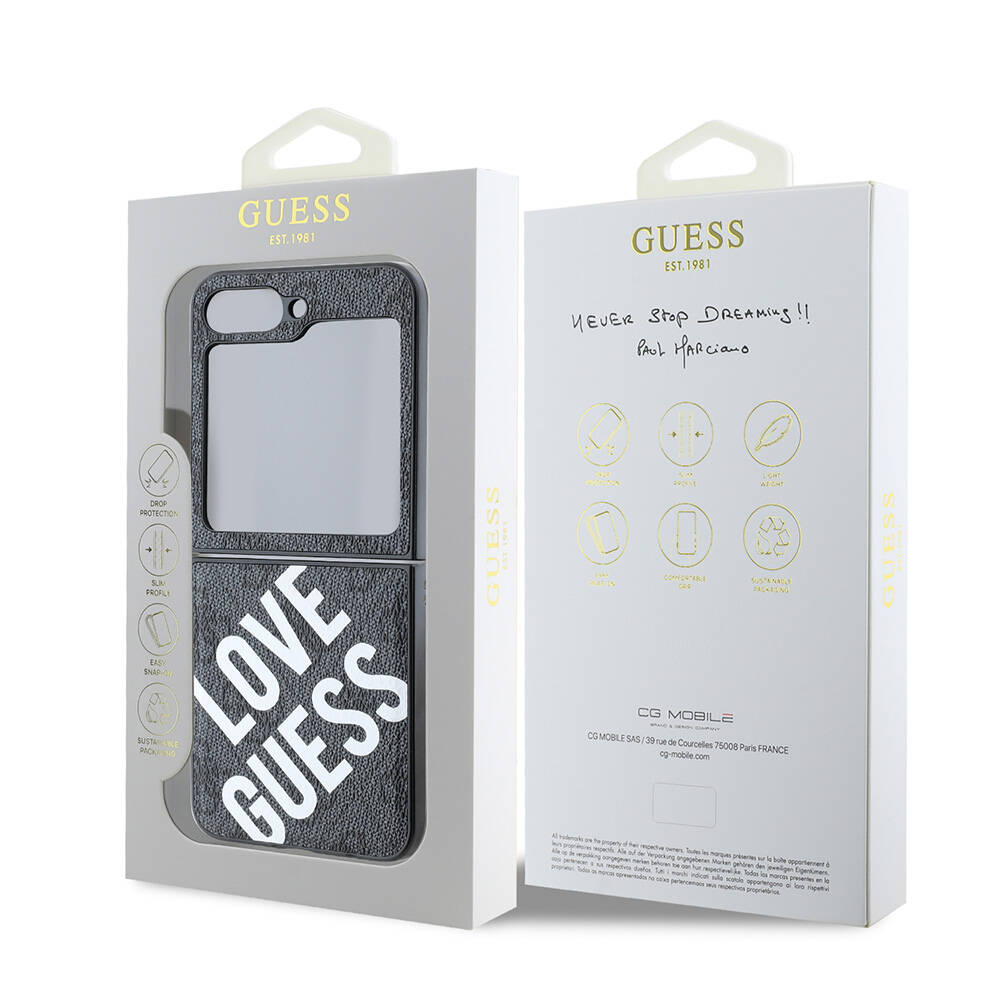 Samsung Galaxy Z Flip 6 Uyumlu Kılıf Guess Orjinal Lisanslı Love Guess Printing Kapak - 7