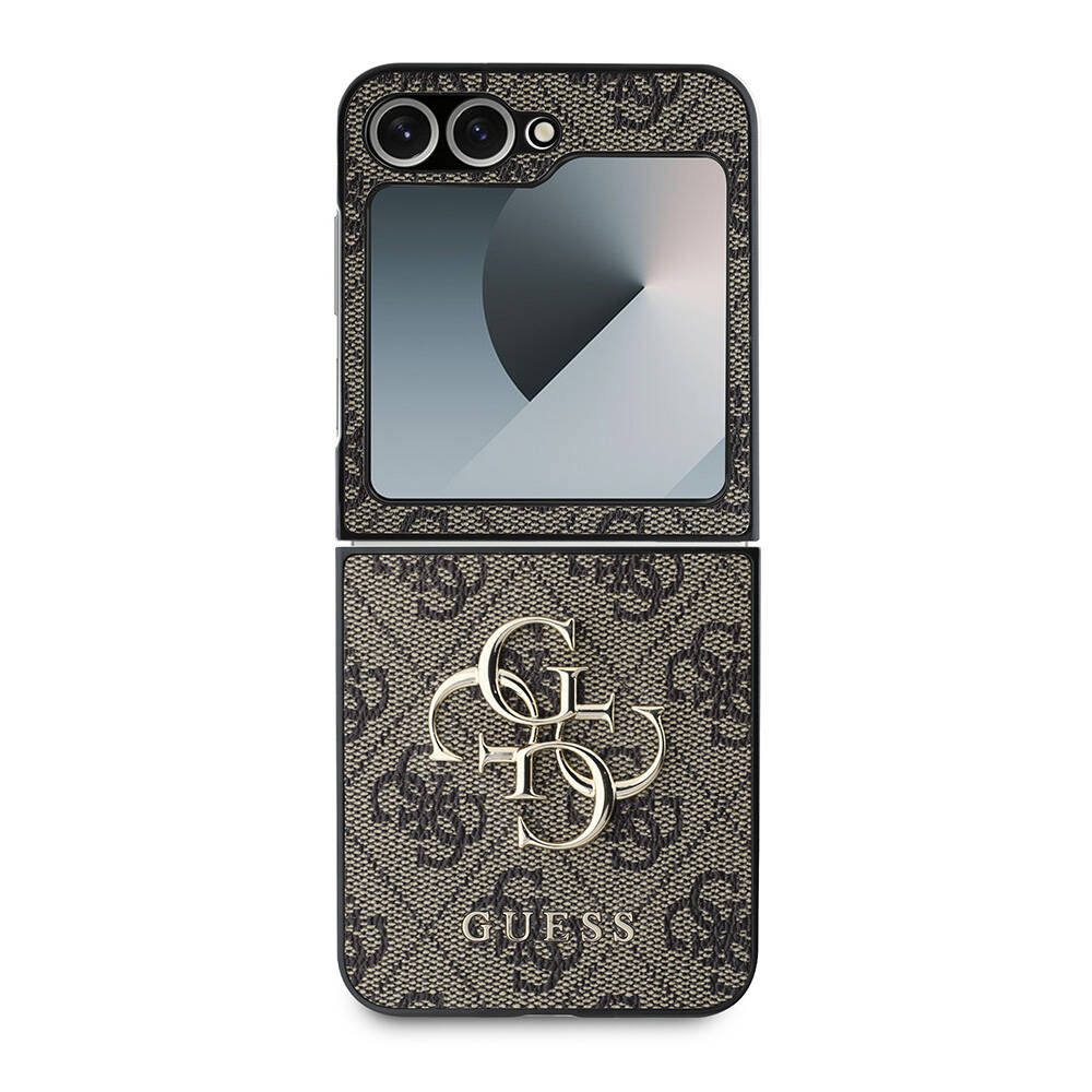 Samsung Galaxy Z Flip 6 Uyumlu Kılıf Guess Orjinal Lisanslı Leather Metal Logo Kapak - 2