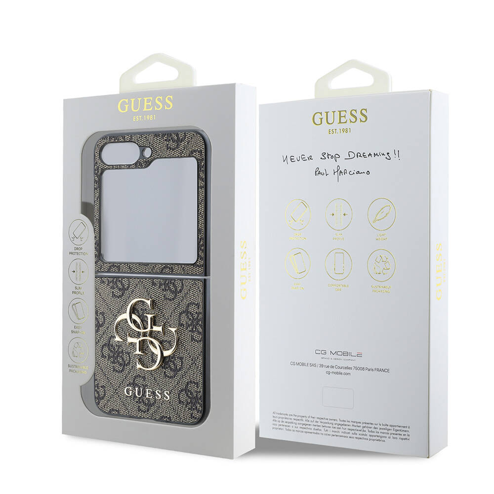 Samsung Galaxy Z Flip 6 Uyumlu Kılıf Guess Orjinal Lisanslı Leather Metal Logo Kapak - 3