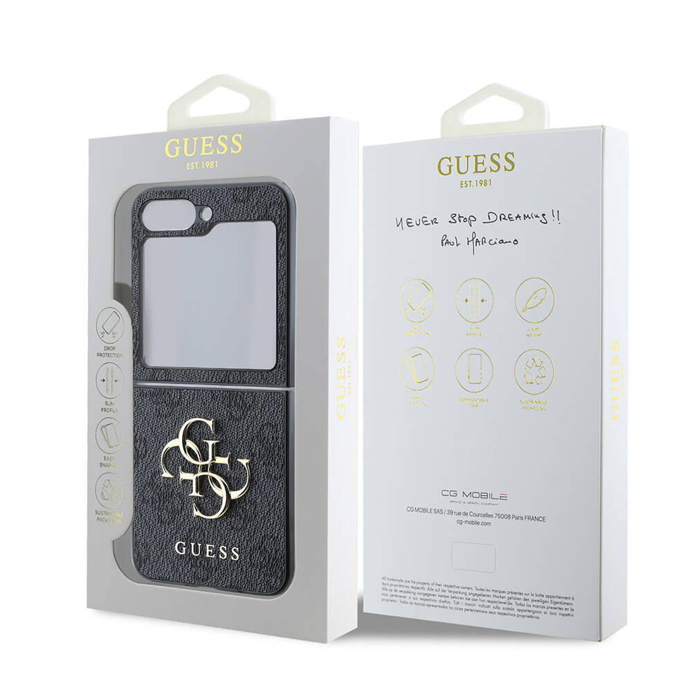 Samsung Galaxy Z Flip 6 Uyumlu Kılıf Guess Orjinal Lisanslı Leather Metal Logo Kapak - 5