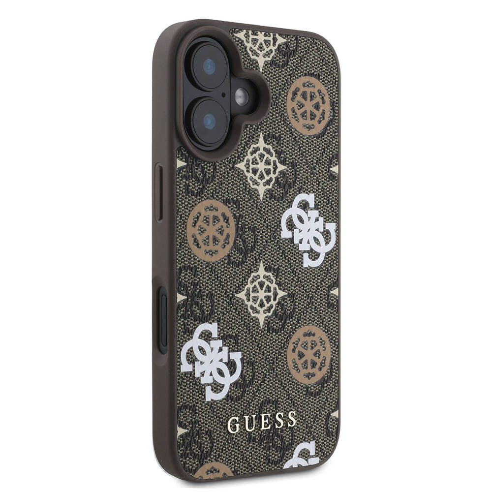 Apple iPhone 16 Kılıf Guess Orjinal Lisanslı Magsafe Şarj Özellikli 4G Desenli Yazı Logolu Peony Kapak - 10