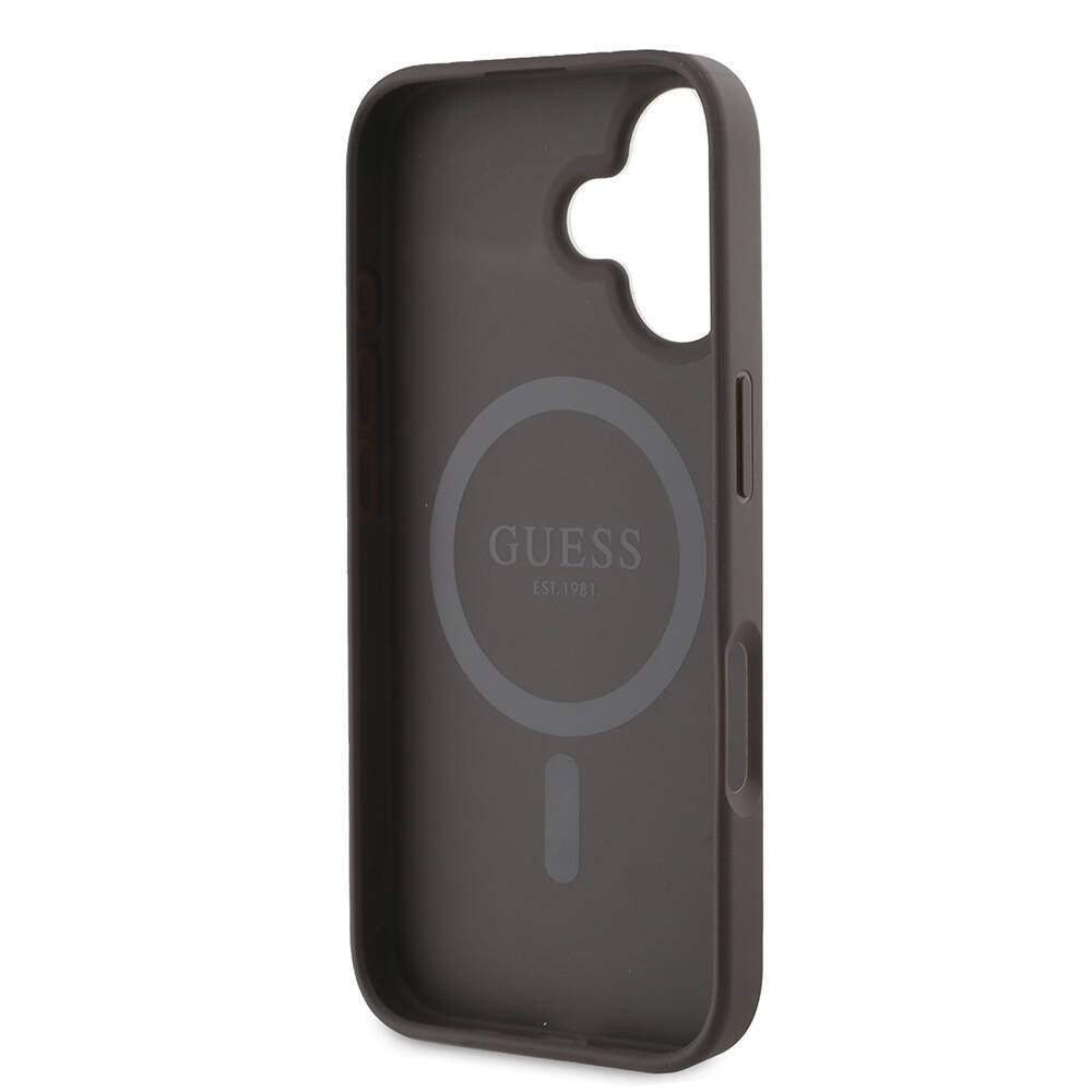 Apple iPhone 16 Kılıf Guess Orjinal Lisanslı Magsafe Şarj Özellikli 4G Desenli Yazı Logolu Peony Kapak - 13