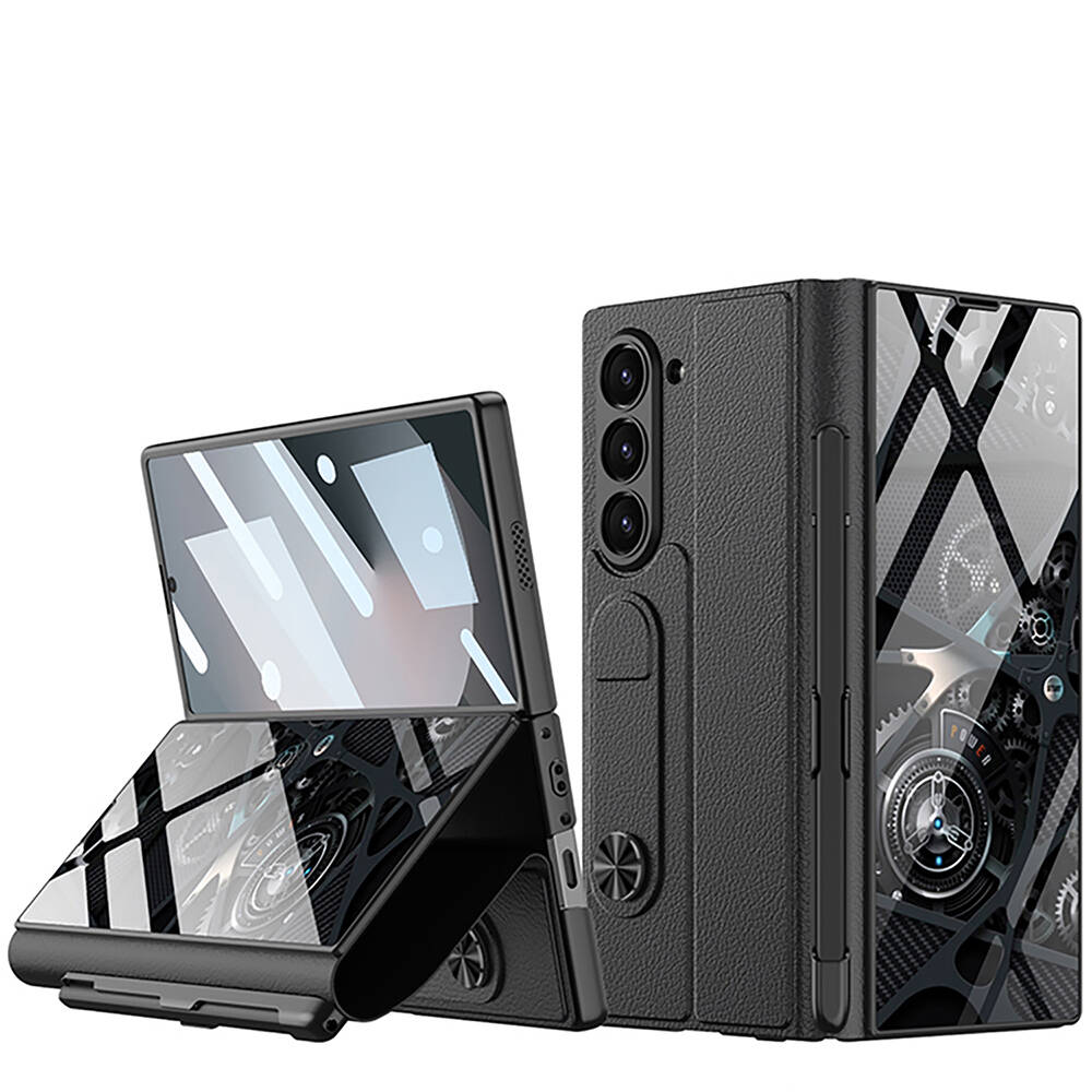 ​Samsung Galaxy Z Fold 6 Uyumlu Kılıf Kamera Korumalı Kartlıklı Kalem Bölmeli Zore Kıpta Marble Drago Kılıf - 1