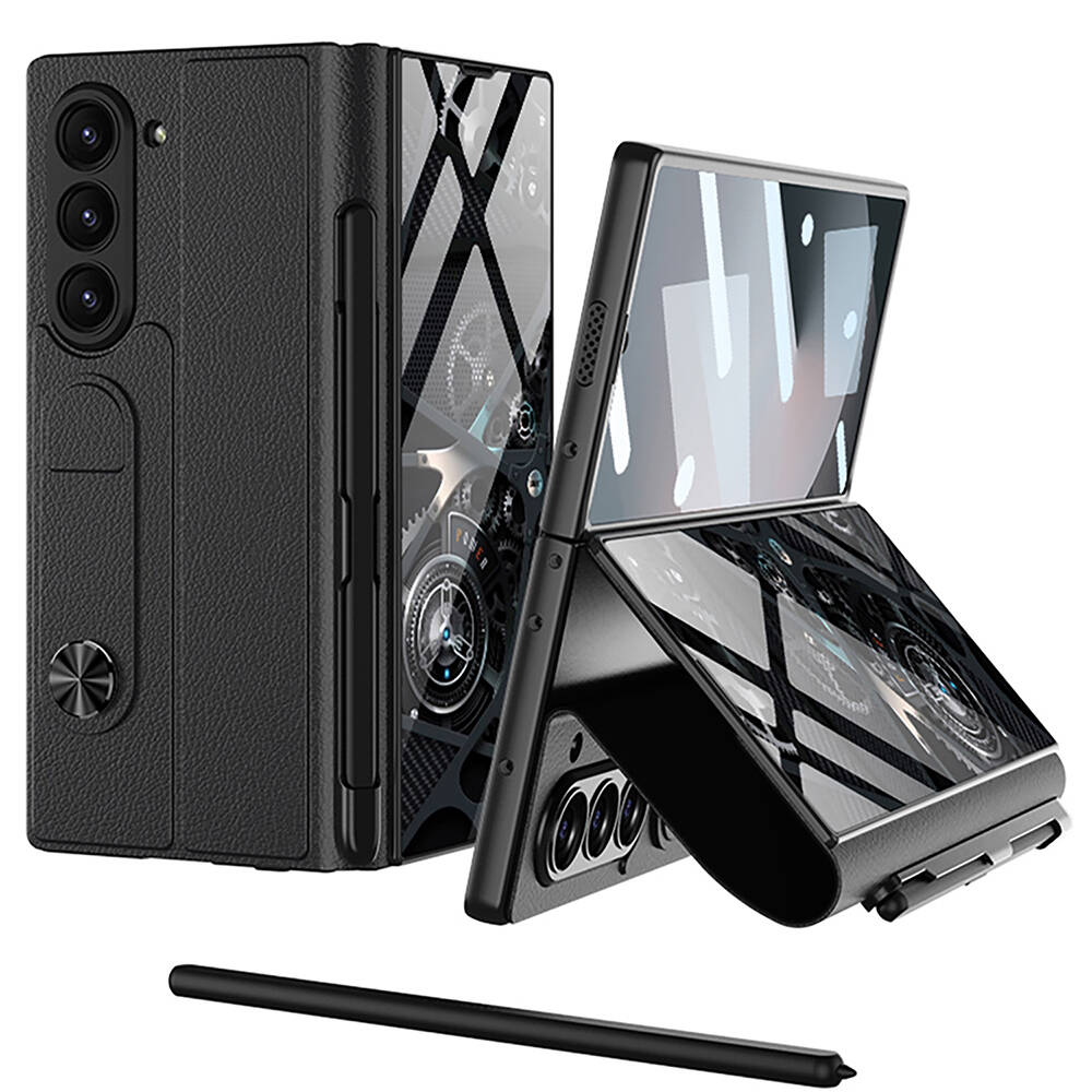 ​Samsung Galaxy Z Fold 6 Uyumlu Kılıf Kamera Korumalı Kartlıklı Kalem Bölmeli Zore Kıpta Marble Drago Kılıf - 5