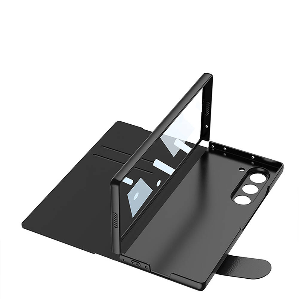 ​Samsung Galaxy Z Fold 6 Uyumlu Kılıf Kamera Korumalı Kartlıklı Kalem Bölmeli Zore Kıpta Marble Drago Kılıf - 8