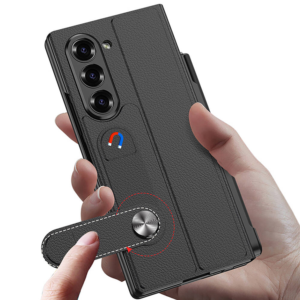 ​Samsung Galaxy Z Fold 6 Uyumlu Kılıf Kamera Korumalı Kartlıklı Kalem Bölmeli Zore Kıpta Marble Drago Kılıf - 9