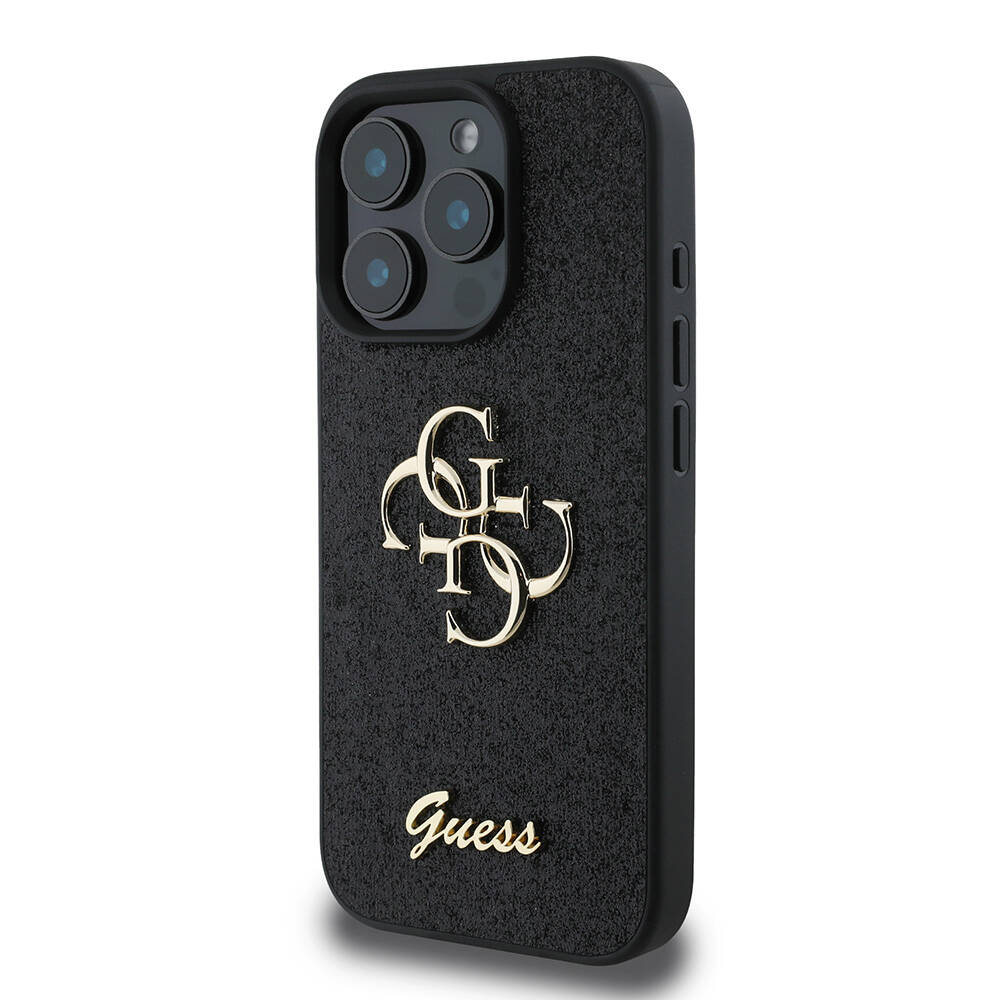 Apple iPhone 16 Pro Kılıf Guess Orjinal Lisanslı 4G Büyük Metal Logolu Glitter Kapak - 1
