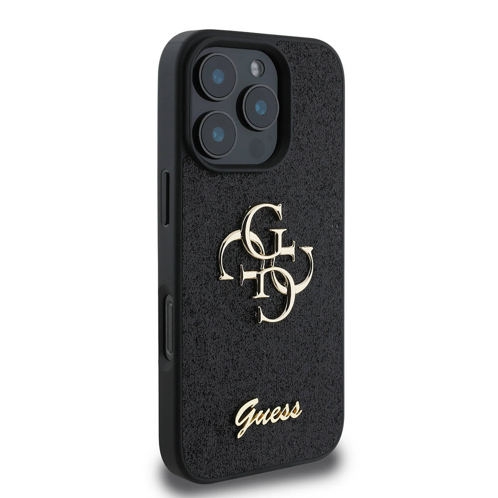 Apple iPhone 16 Pro Kılıf Guess Orjinal Lisanslı 4G Büyük Metal Logolu Glitter Kapak - 3