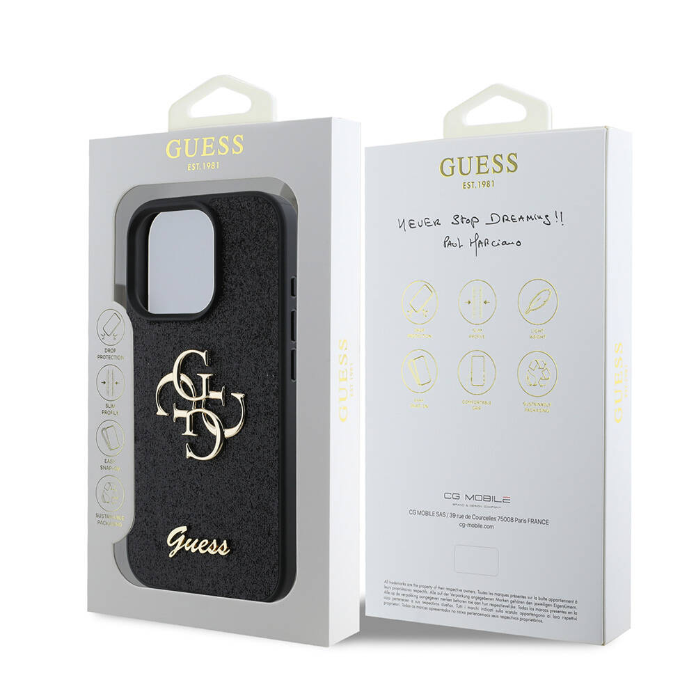 Apple iPhone 16 Pro Kılıf Guess Orjinal Lisanslı 4G Büyük Metal Logolu Glitter Kapak - 7