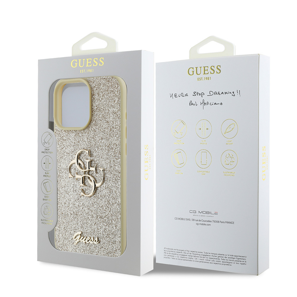 Apple iPhone 16 Pro Uyumlu Kılıf Guess Orjinal Lisanslı 4G Büyük Metal Logolu Glitter Kapak - 8