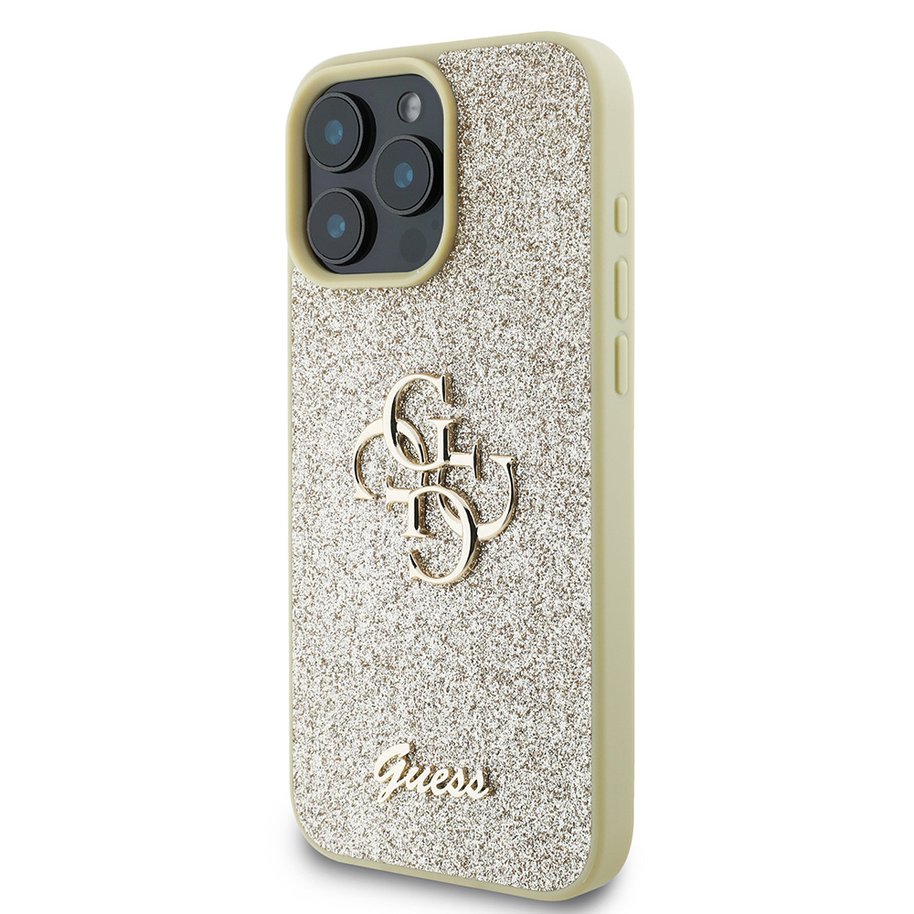Apple iPhone 16 Pro Uyumlu Kılıf Guess Orjinal Lisanslı 4G Büyük Metal Logolu Glitter Kapak - 9