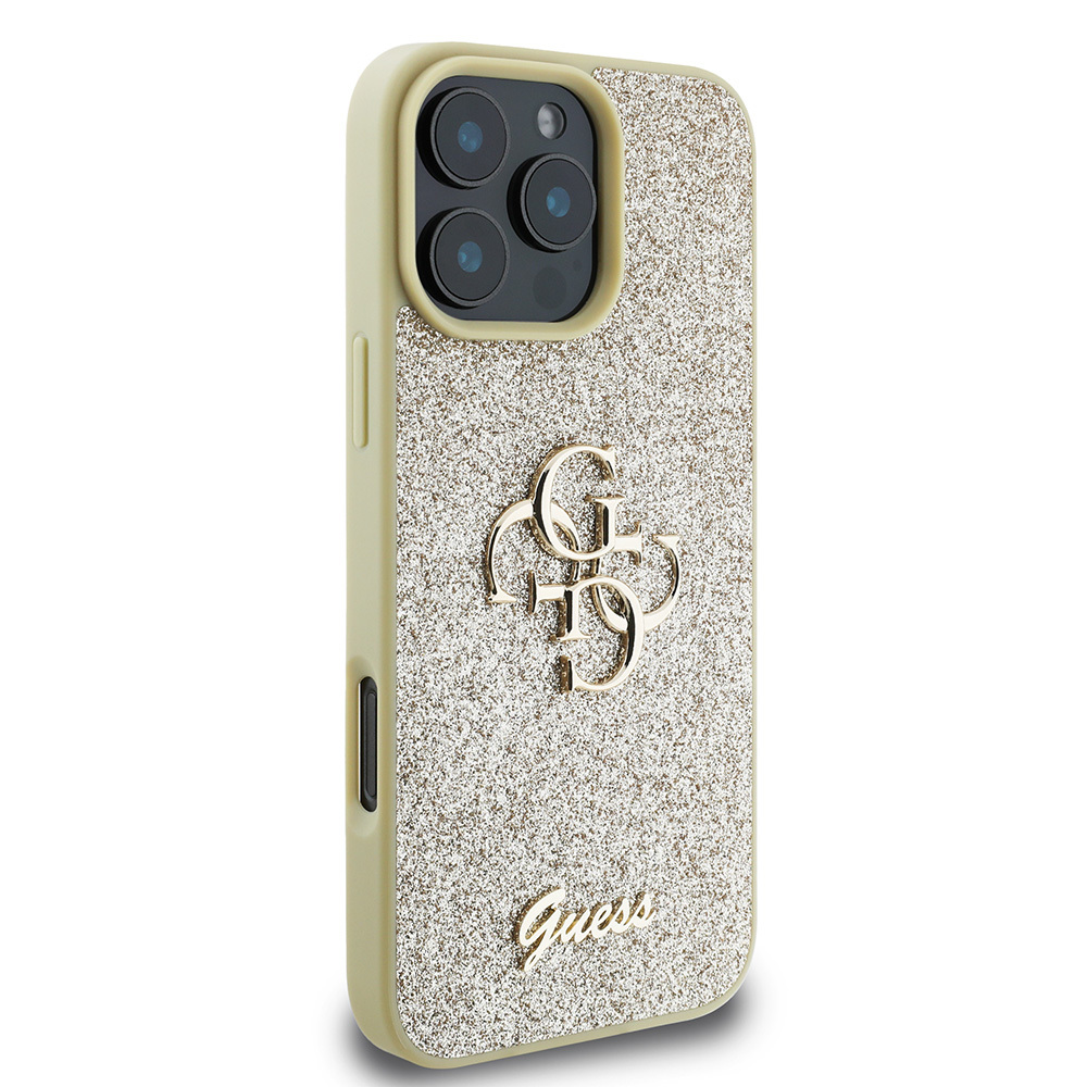 Apple iPhone 16 Pro Uyumlu Kılıf Guess Orjinal Lisanslı 4G Büyük Metal Logolu Glitter Kapak - 11