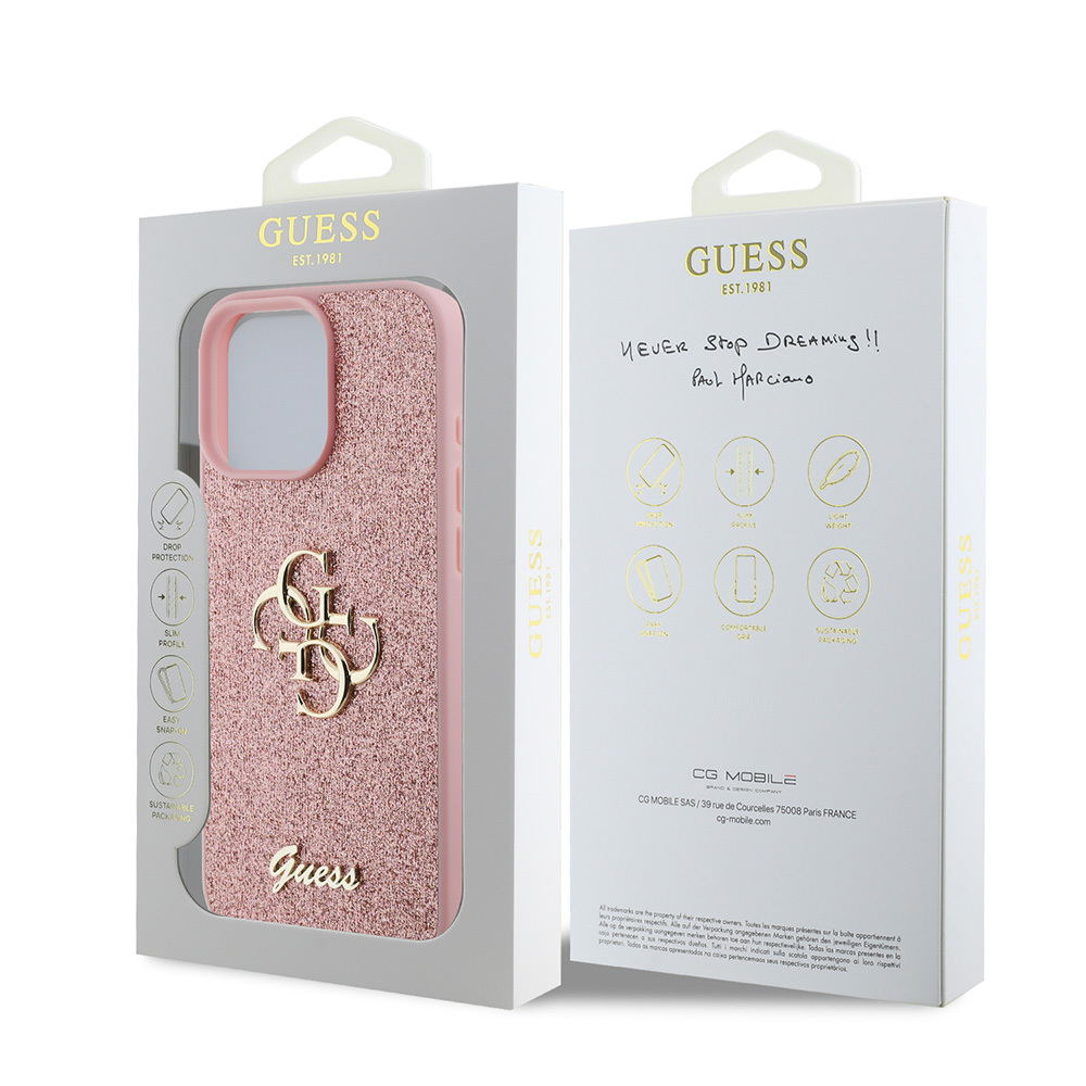 Apple iPhone 16 Pro Uyumlu Kılıf Guess Orjinal Lisanslı 4G Büyük Metal Logolu Glitter Kapak - 12