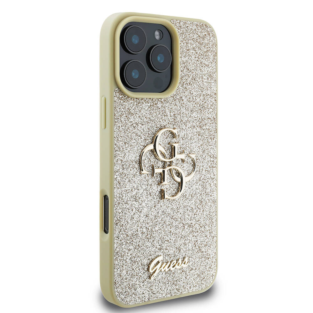 Apple iPhone 16 Pro Max Kılıf Guess Orjinal Lisanslı 4G Büyük Metal Logolu Glitter Kapak - 16