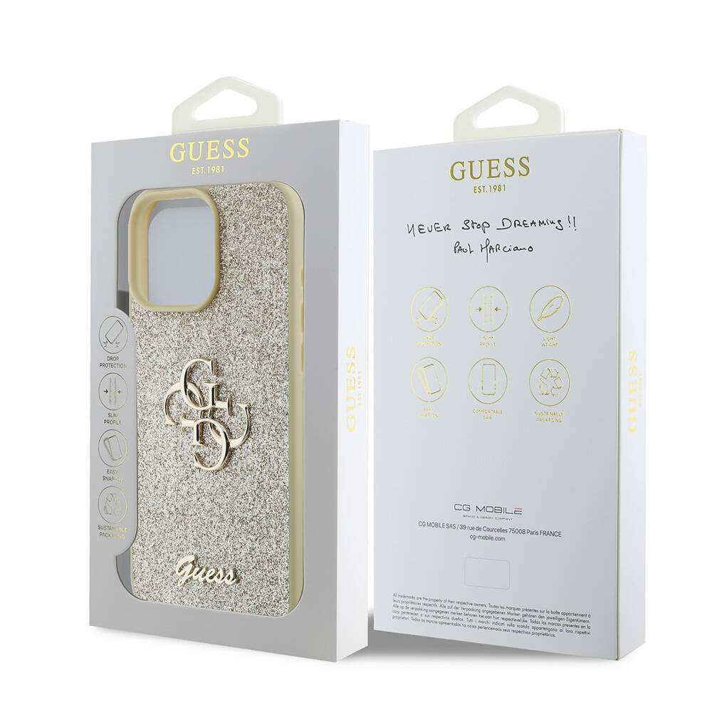 Apple iPhone 16 Pro Max Kılıf Guess Orjinal Lisanslı 4G Büyük Metal Logolu Glitter Kapak - 20