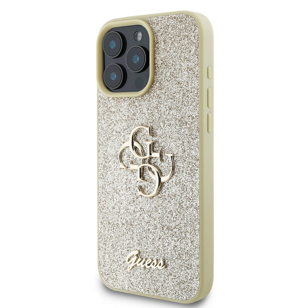 Apple iPhone 16 Pro Max Kılıf Guess Orjinal Lisanslı 4G Büyük Metal Logolu Glitter Kapak - 21