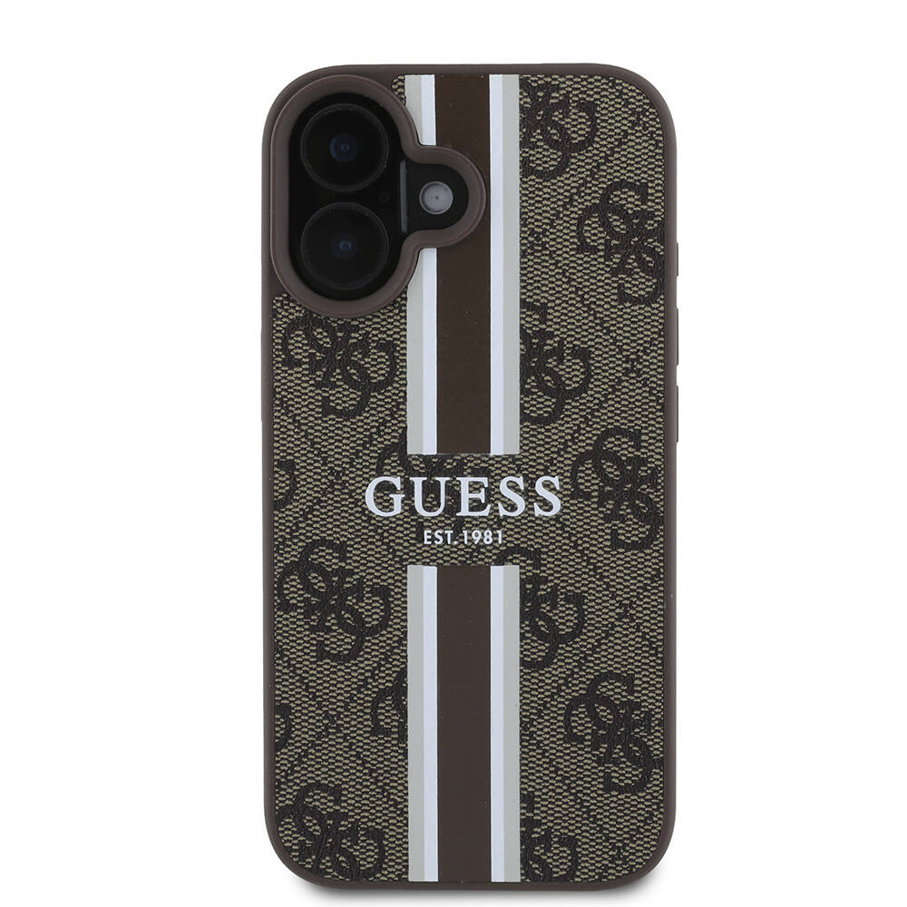 Apple iPhone 16 Plus Kılıf Guess Orjinal Lisanslı Magsafe Şarj Özellikli 4G Şerit Tasarımlı Printed Kapak - 3