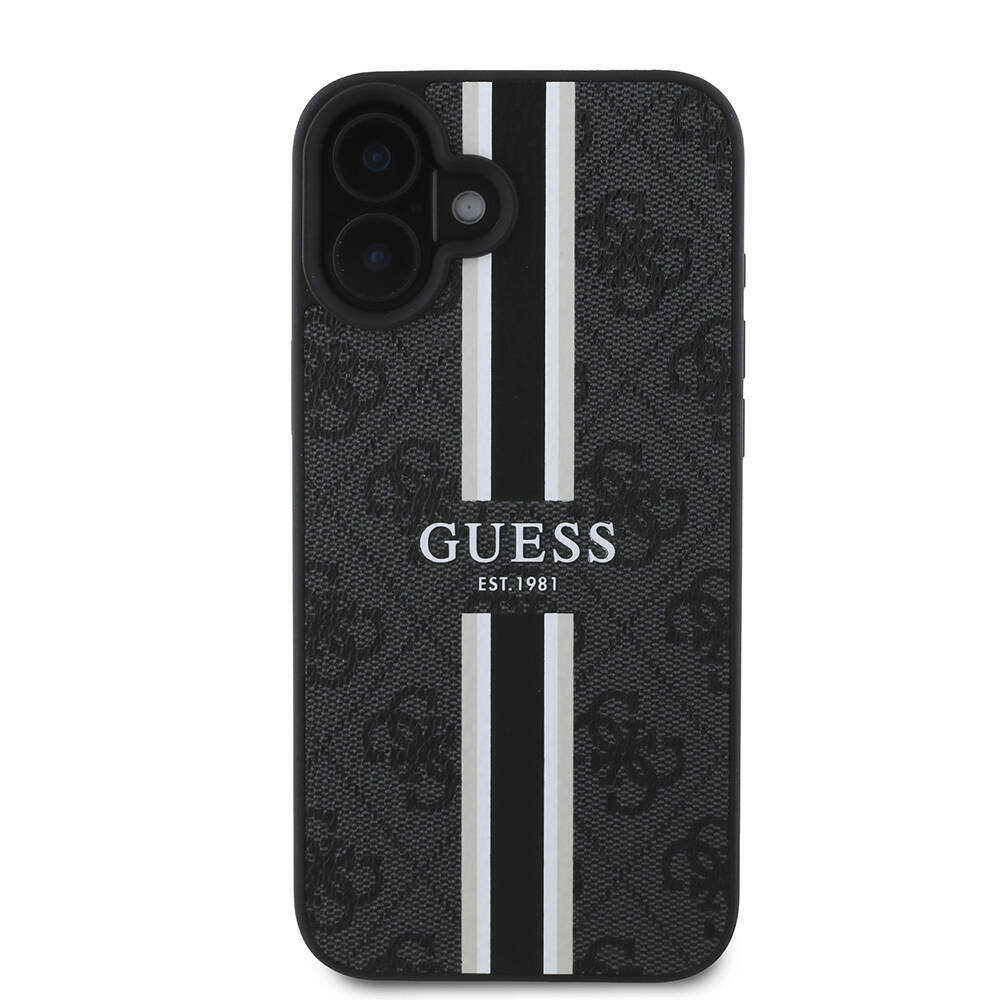 Apple iPhone 16 Plus Kılıf Guess Orjinal Lisanslı Magsafe Şarj Özellikli 4G Şerit Tasarımlı Printed Kapak - 9