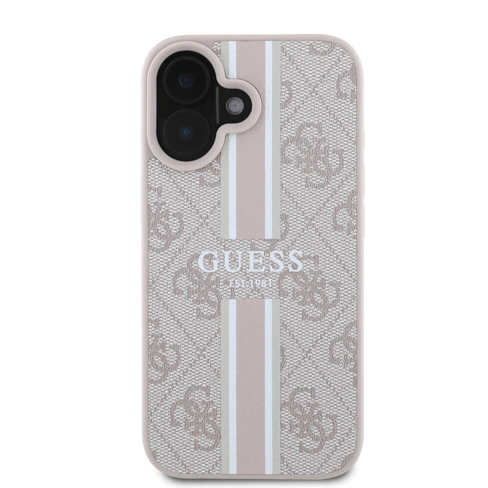 Apple iPhone 16 Plus Kılıf Guess Orjinal Lisanslı Magsafe Şarj Özellikli 4G Şerit Tasarımlı Printed Kapak - 16