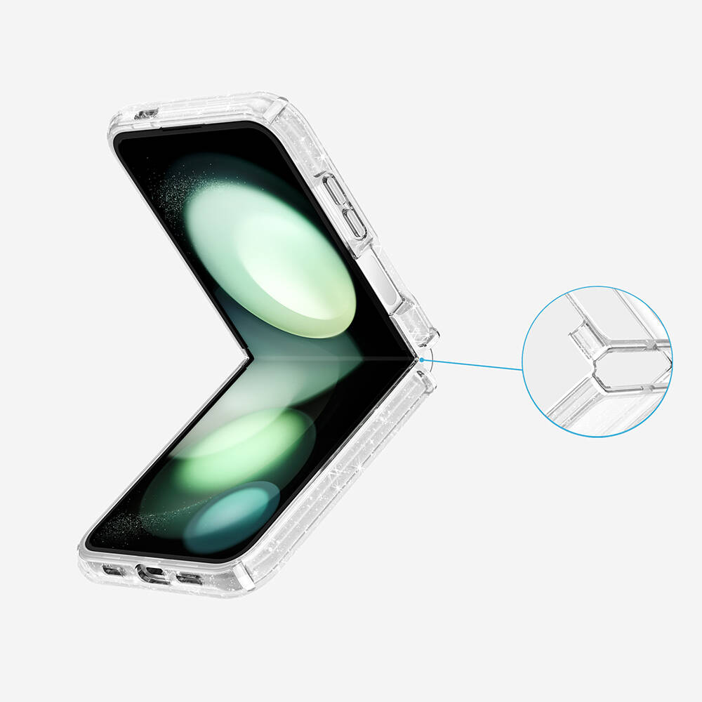 Samsung Galaxy Z Flip 6 Uyumlu Kılıf Magsafe Şarj Özellikli Parlayan Simli Saydam Renkli Zore Allstar Kapak - 7
