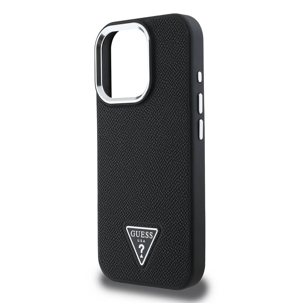 Apple iPhone 16 Pro Uyumlu Kılıf Guess Orjinal Lisanslı Grained Triangle Kapak - 5