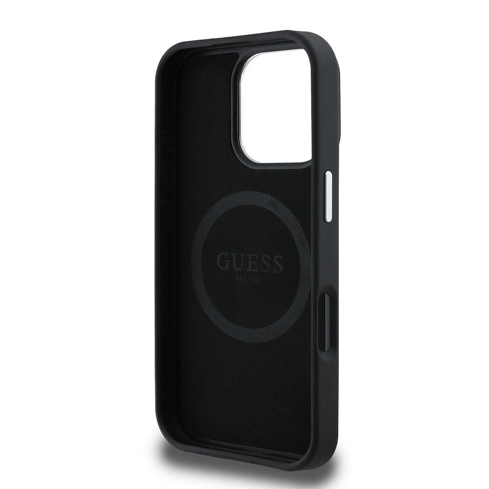 Apple iPhone 16 Pro Uyumlu Kılıf Guess Orjinal Lisanslı Grained Triangle Kapak - 6