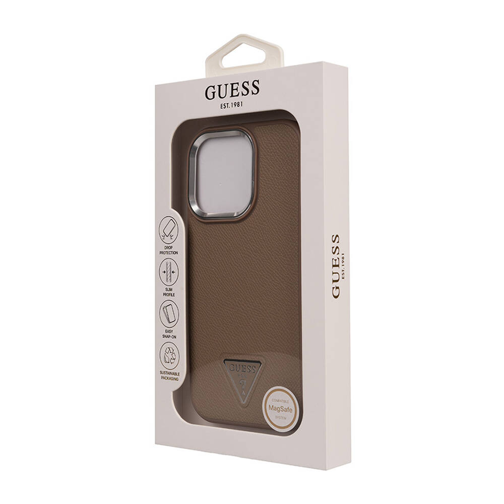 Apple iPhone 16 Pro Uyumlu Kılıf Guess Orjinal Lisanslı Grained Triangle Kapak - 11