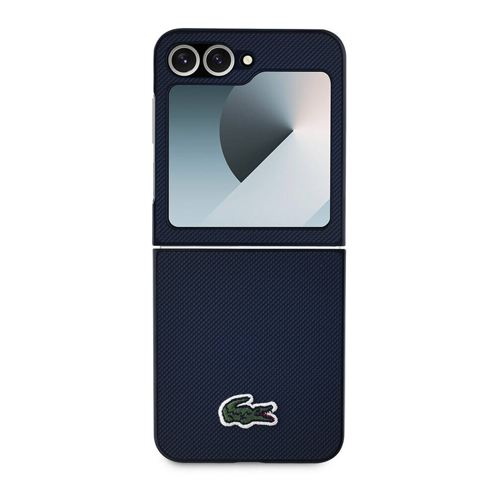 Samsung Galaxy Z Flip 6 Uyumlu Kılıf Lacoste Orjinal Lisanslı PU Pike Desenli Arka Yüzey İkonik Timsah Dokuma Logolu Kapak - 1
