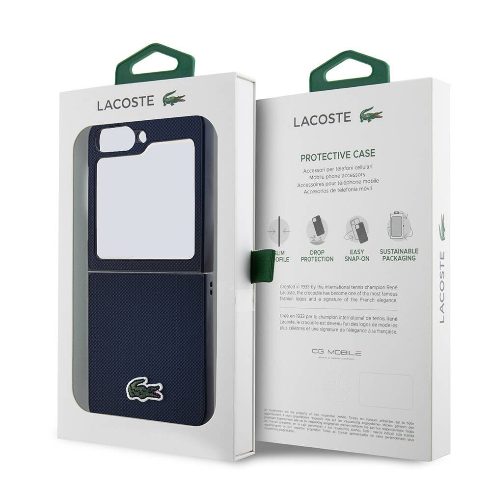 Samsung Galaxy Z Flip 6 Uyumlu Kılıf Lacoste Orjinal Lisanslı PU Pike Desenli Arka Yüzey İkonik Timsah Dokuma Logolu Kapak - 7