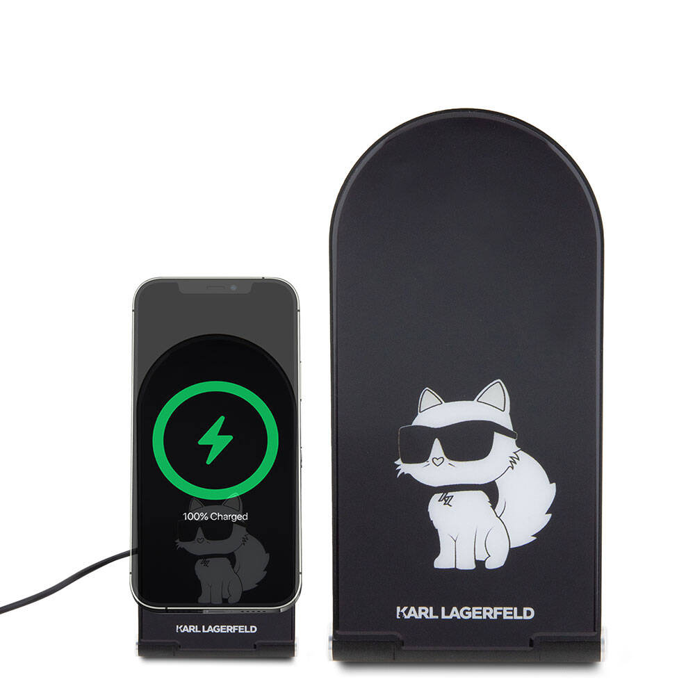 Karl Lagerfeld Orjinal Lisanslı Katlanabilir Baskılı İkonik Choupette Logolu Magnetik Kablosuz Şarj Standı - 1