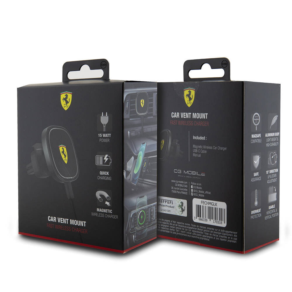 Ferrari Orjinal Lisanslı Havalandırma Tasarım Magnetik Oval Eşkenar Araç Telefon Tutucu - 3