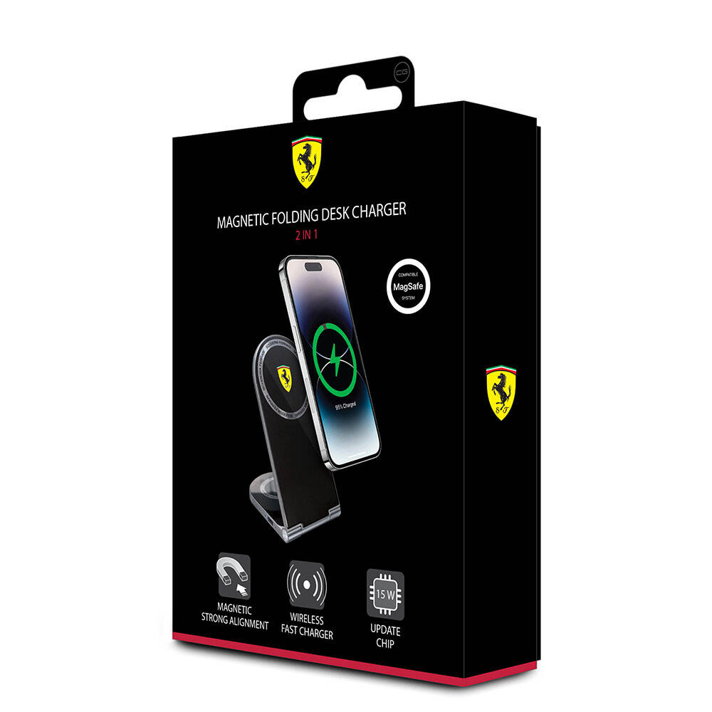Ferrari Orjinal Lisanslı Katlanabilir Baskılı Shield Logolu Magnetik Kablosuz Şarj Standı - 3