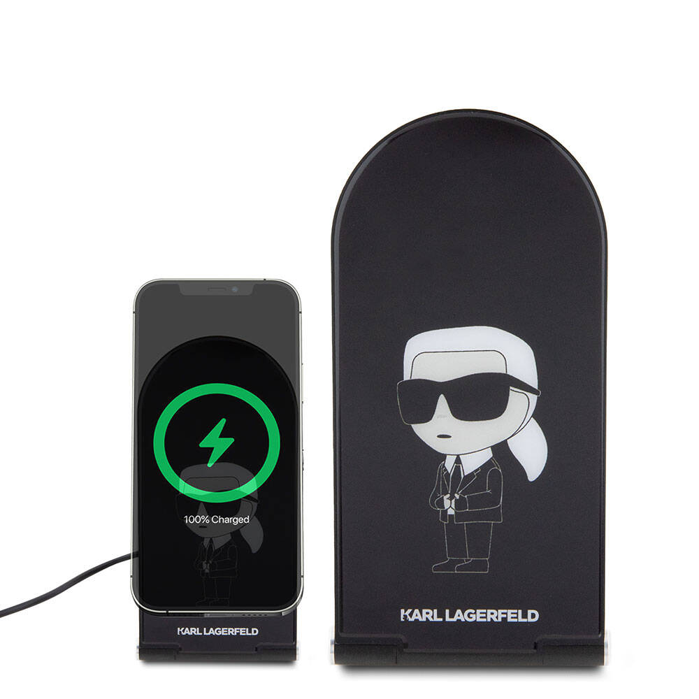 Karl Lagerfeld Orjinal Lisanslı Katlanabilir Baskılı İkonik Karl Logolu Magnetik Kablosuz Şarj Standı - 1