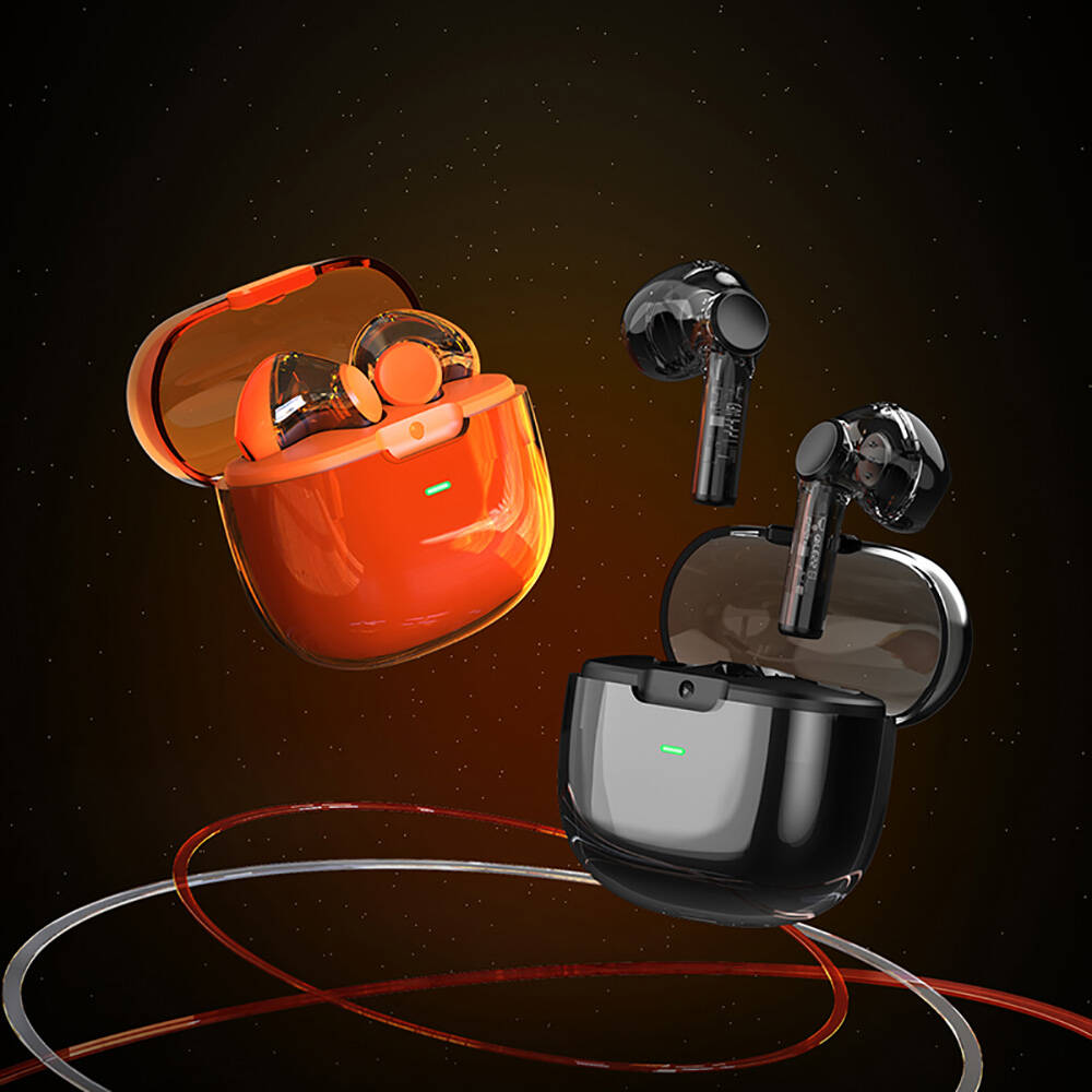 Recci REP-W50 Şeffaf Tasarım Hi-Fi Ses Kaliteli Bluetooth v.5.3 Amber Serisi Kulak İçi Kulaklık - 8