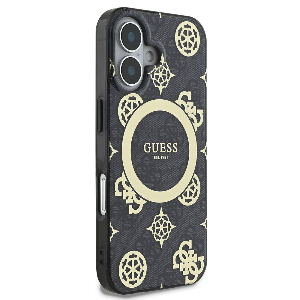 Apple iPhone 16 Plus Uyumlu Kılıf Guess Orjinal Lisanslı Magsafe Şarj Özellikli 4G Desenli IML Yazı Logolu Peony Kapak - 18