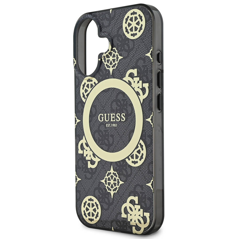 Apple iPhone 16 Plus Uyumlu Kılıf Guess Orjinal Lisanslı Magsafe Şarj Özellikli 4G Desenli IML Yazı Logolu Peony Kapak - 20