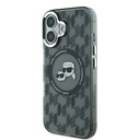 Apple iPhone 16 Uyumlu Kılıf Karl Lagerfeld Orjinal Lisanslı Magsafe Şarj Özellikli IML Baskılı Metal Monogram KC Heads Kapak - 1