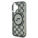 Apple iPhone 16 Uyumlu Kılıf Karl Lagerfeld Orjinal Lisanslı Magsafe Şarj Özellikli IML Baskılı Metal Monogram KC Heads Kapak - 5