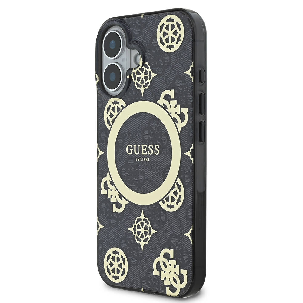 Apple iPhone 16 Uyumlu Kılıf Guess Orjinal Lisanslı Magsafe Şarj Özellikli 4G Desenli IML Yazı Logolu Peony Kapak - 16