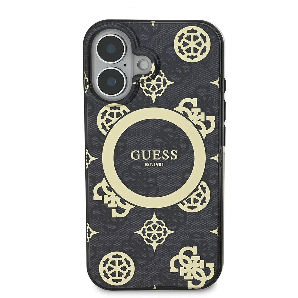 Apple iPhone 16 Uyumlu Kılıf Guess Orjinal Lisanslı Magsafe Şarj Özellikli 4G Desenli IML Yazı Logolu Peony Kapak - 17