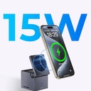 Wiwu Wi-W030 Small Square Küp Tasarımlı Telefon & Akıllı Saat & Kulaklık İçin 15W 3in1 Kablosuz Şarj Standı - 4