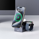 Wiwu Wi-W030 Small Square Küp Tasarımlı Telefon & Akıllı Saat & Kulaklık İçin 15W 3in1 Kablosuz Şarj Standı - 6