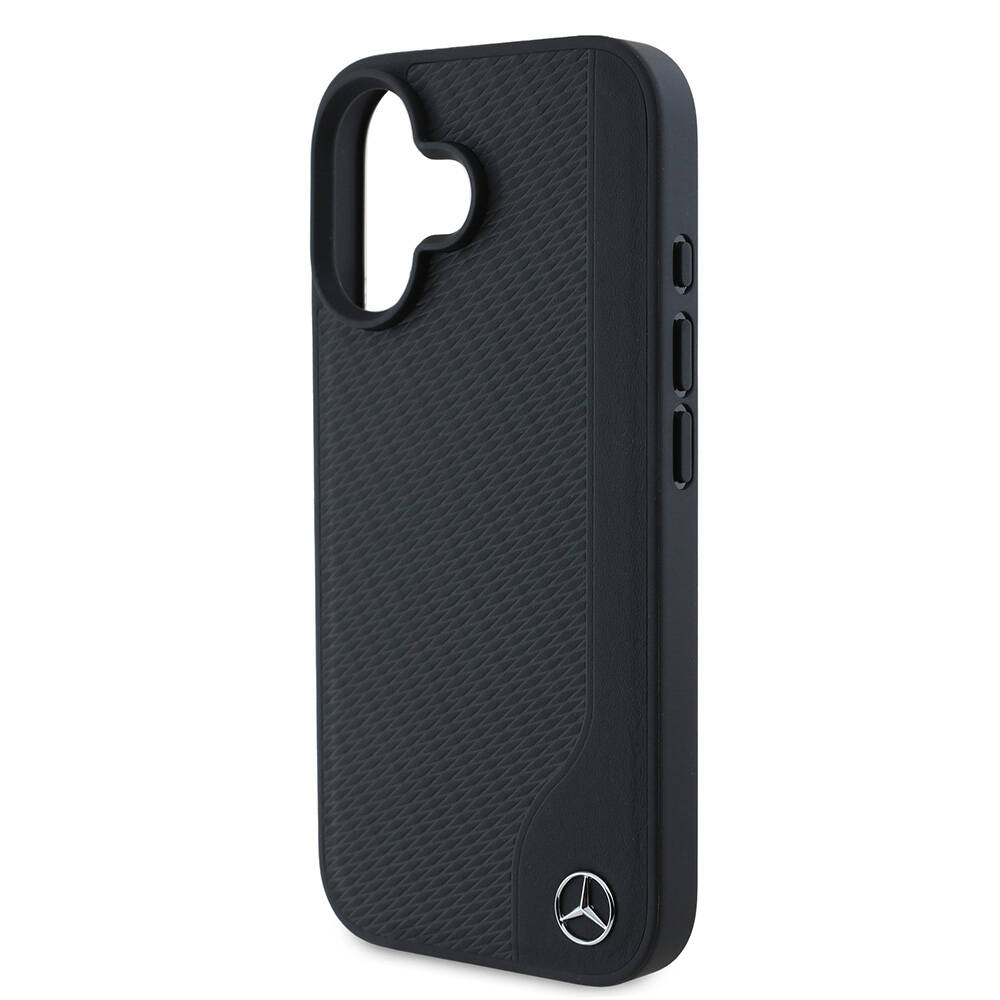Apple iPhone 16 Uyumlu Kılıf Mercedes Benz Orjinal Lisanslı Magsafe Şarj Özellikli 3D Metal Logolu Wood Imitation Deri Kapak - 5