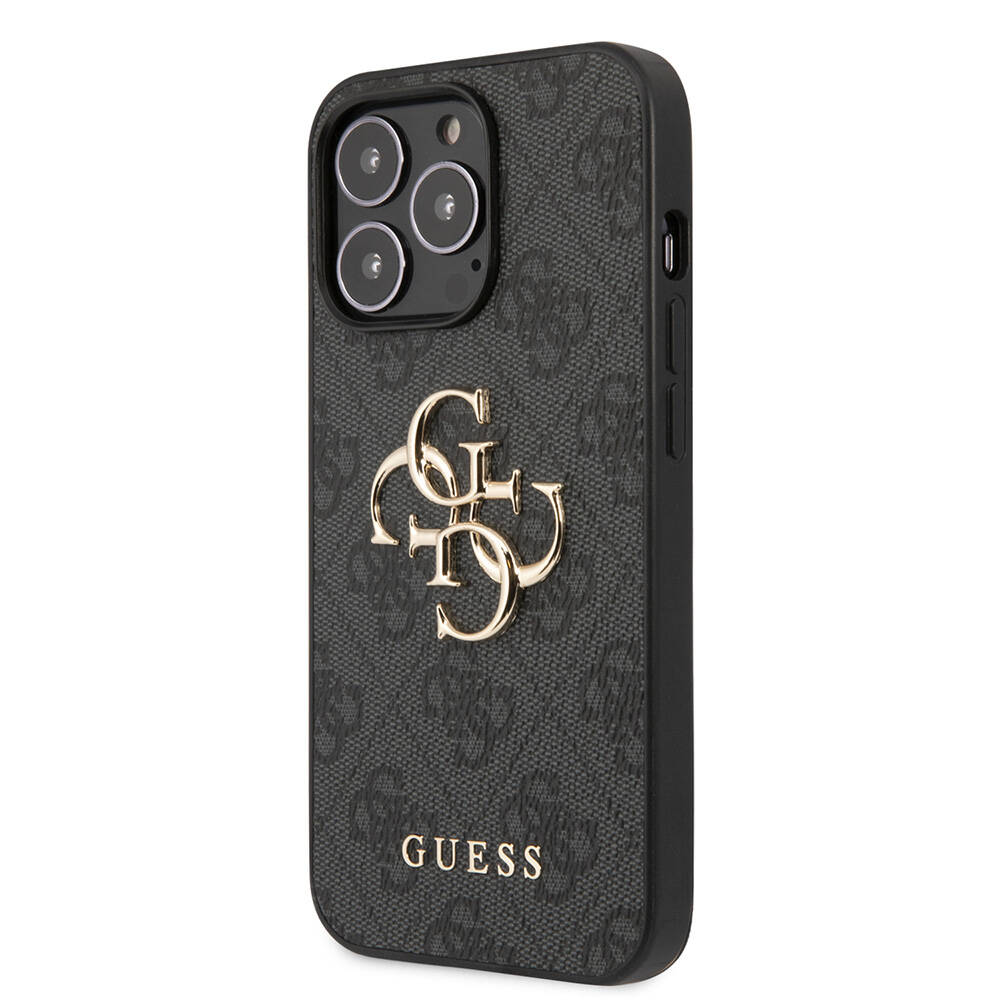Apple iPhone 13 Pro Max Uyumlu Kılıf Guess Orjinal Lisanslı PU Deri 4G Desenli Metal Büyük 4G ve Yazı Logolu Kapak - 8