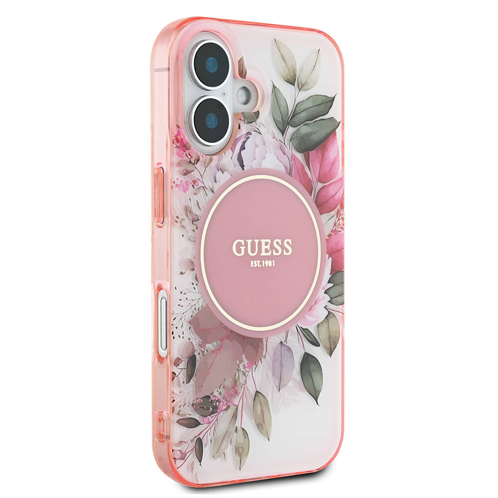 Apple iPhone 16 Plus Uyumlu Guess Orjinal Lisanslı Magsafe Şarj Özellikli IML Baskılı Yazı Logolu Flower Tonal Circle Kapak - 3