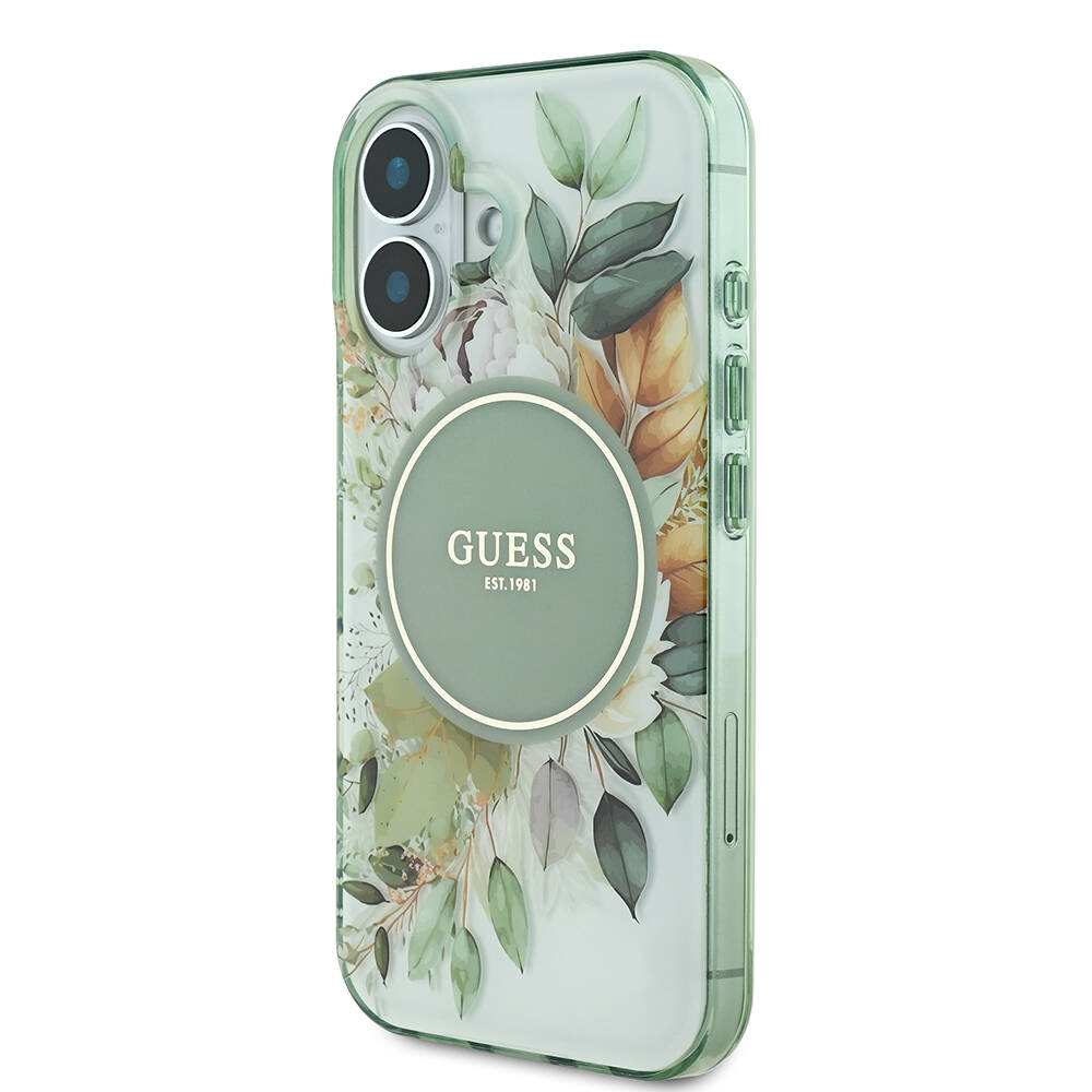 Apple iPhone 16 Plus Uyumlu Guess Orjinal Lisanslı Magsafe Şarj Özellikli IML Baskılı Yazı Logolu Flower Tonal Circle Kapak - 8
